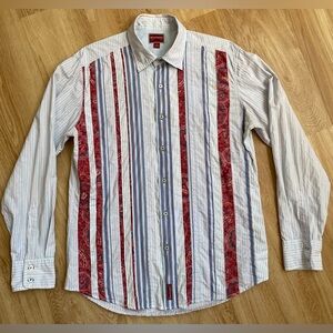 Vintage Tommy Hilfiger button down shirt men’s large white blue red stripes